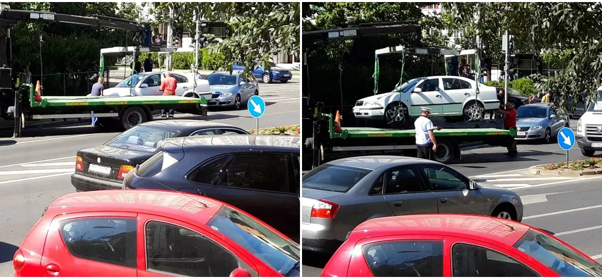 Acţiune de ridicare a autoturismelor parcate neregulamentar, în Slatina