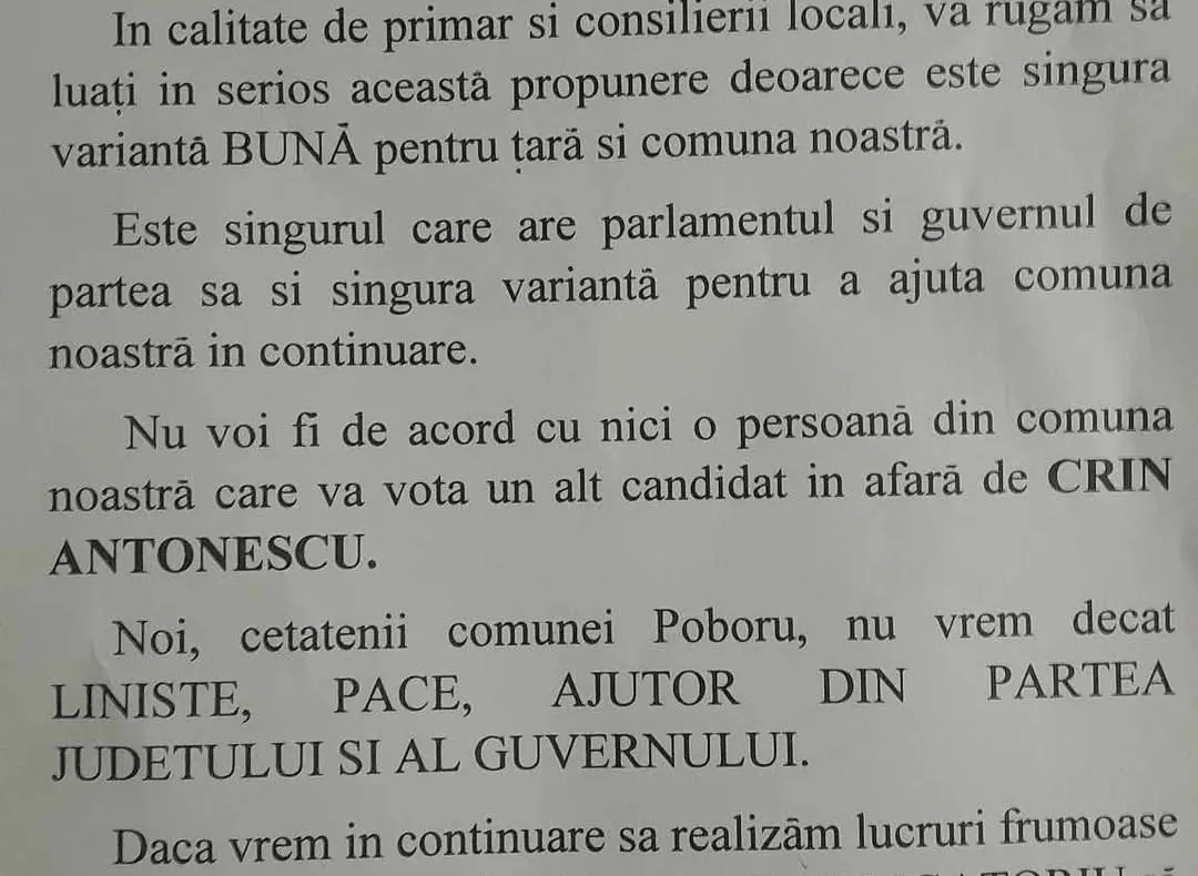 APEL AGRESIV ȘI NEDEMOCRATIC LA VOT ÎN FAVOAREA CANDIDATULUI SUSȚINUT DE PSD