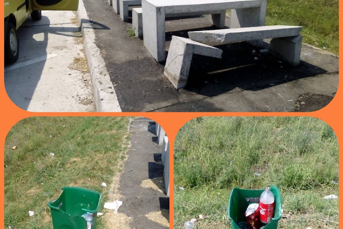 Un nou act de vandalism, pe centura Caracalului. O parcare a fost devastată - FOTO