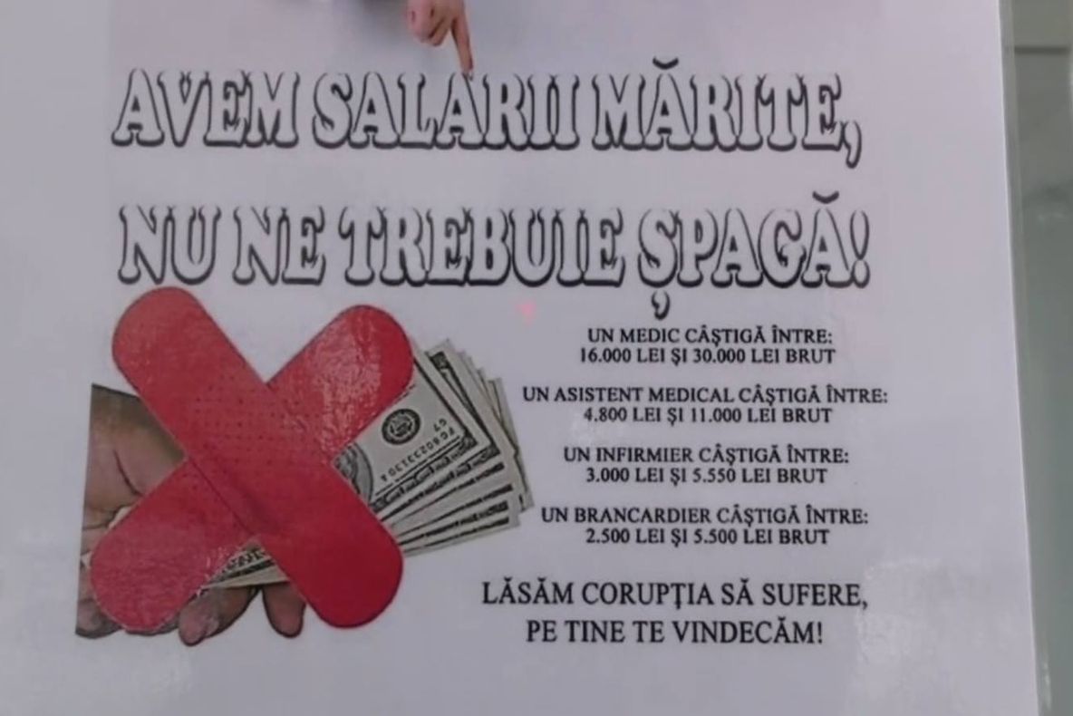 Spitalul Slatina, campanie de descurajare a „șpăgilor” pentru medici. Ce scrie pe afișele lipite pe holuri