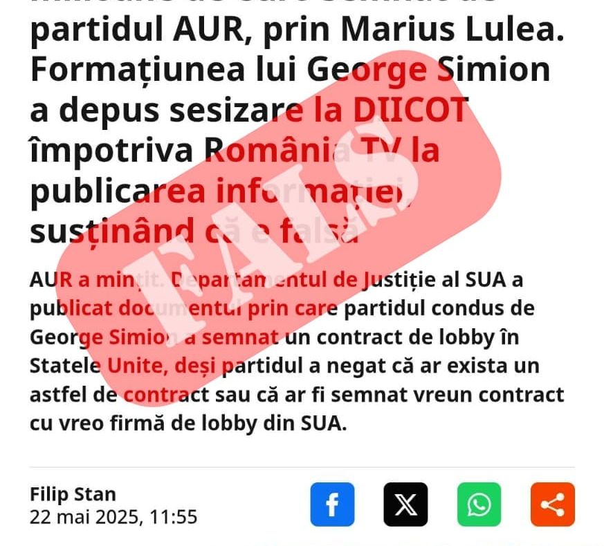 AUR NEAGĂ EXISTENȚA UNUI CONTRACT DE LOBBY ÎN SUA: „NU AM SEMNAT ȘI NU AM PLĂTIT NIMIC”
